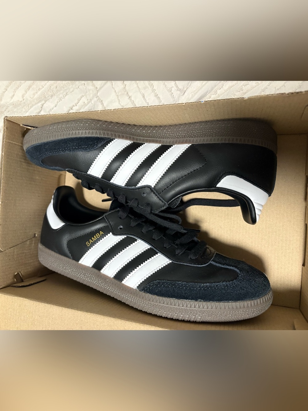adidas Samba Black and White Leather Sneakers